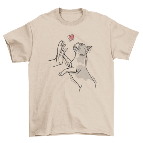 Bulldog Pet Love Line Art T-shirt